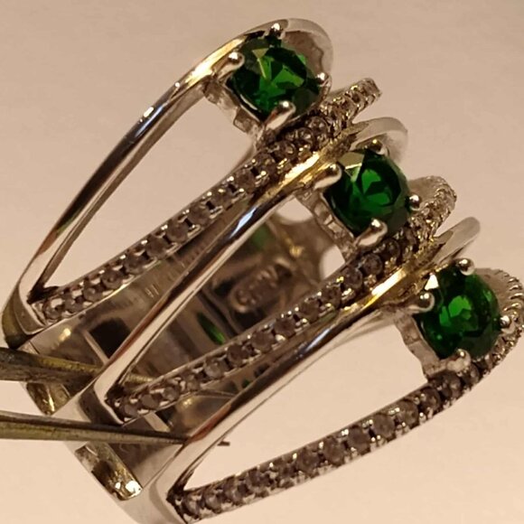 .87ctw Russian Chrome Diopside w/.45ctw White Zircon Sterling Silver ring Size 7 - Picture 10 of 16